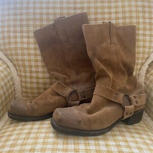Frye Brown Suede Western Boots
